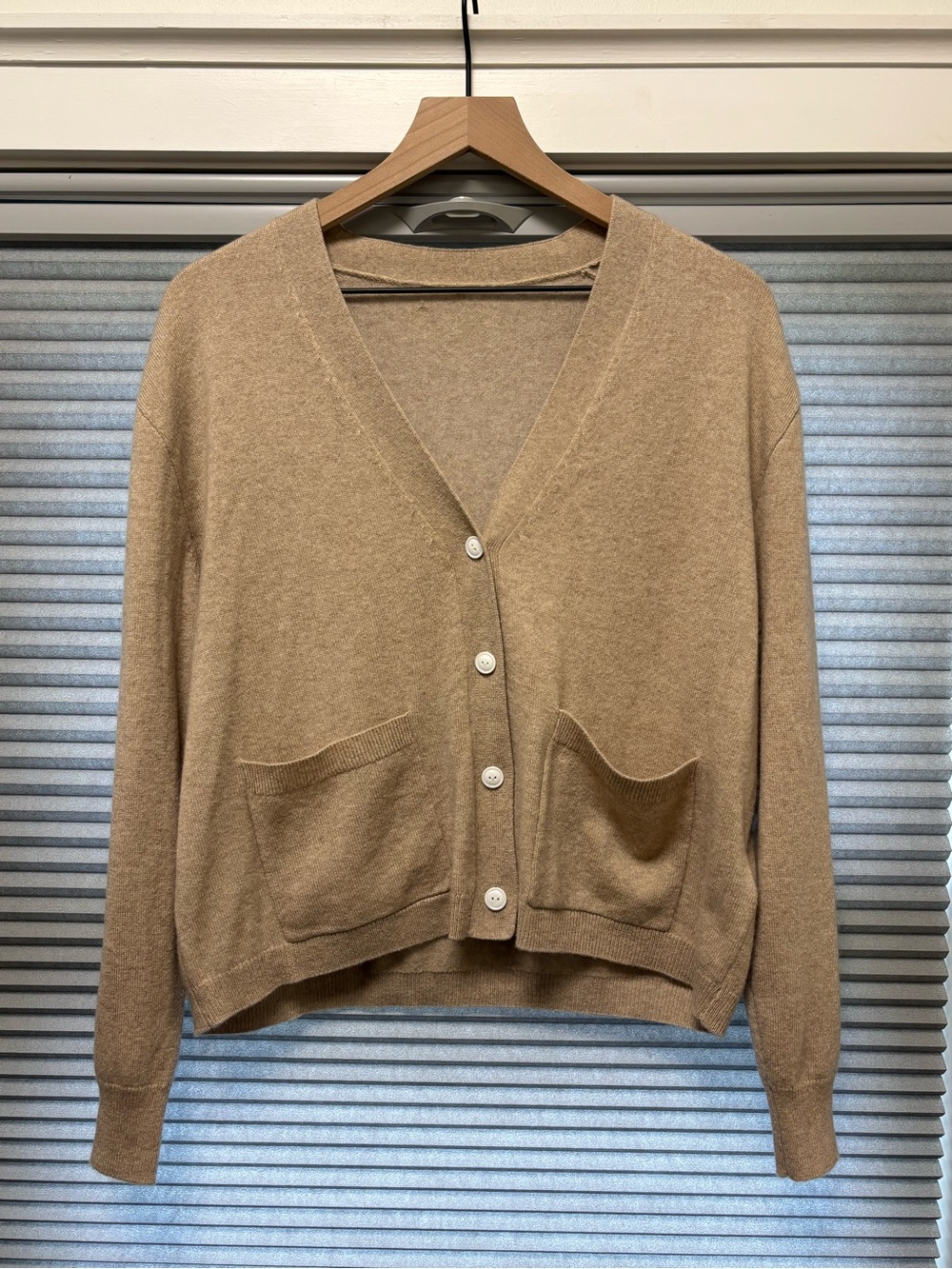 Jcrew Women’s 100% Cashmere Camel V-Neck Button Cardigan Sweater